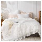 Queen Comforter Set, 3 Pieces White Seersucker Comforters Queen Size, Lightweight & Fluffy Bedding Sets Queen for All Season with 1 Ruffle Comforter and 2 Ruffle Pillowshams - Retail: $37 Queen Comforter Set, 3 Pieces White Seersucker Comforters Queen Size, Lightweight & Fluffy Bedding Sets Queen for All Season with 1 Ruffle Comforter and 2 Ruffle Pillowshams - Retail: $37