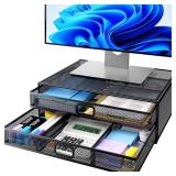 2 Tier Monitor Stand, Metal Monitor Riser with Drawer, Desk Organizer, Monitor Stand with Storage, Desktop Computer Stand for PC, Laptop, Printer - Retail: $26 2 Tier Monitor Stand, Metal Monitor Riser with Drawer, Desk Organizer, Monitor Stand with Storage, Desktop Computer Stand for PC, Laptop, Printer - Retail: $26