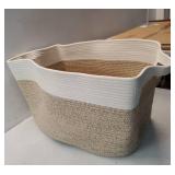 95L Blanket Basket, 24âx17âx14â, Large Woven Basket for Storage, Nursery Cotton Rope Basket with Handle, Living Room, Nursery, Bedroom,Toy Storage Organizer Bins, Brown and White - Reta 95L Blanket Basket, 24âx17âx14â, Large Woven Basket for Storage, Nursery Cotton Rope Basket with Handle, Living Room, Nursery, Bedroom,Toy Storage Organizer Bins, Brown and White - Reta