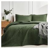 Olive Green Quilt King Size - Damask Ultrasonic All Season Bedspread King, Soft Lightweight Coverlet Bedding Set, 3 Pieces (1 Quilt, 2 Pillow Shams) - Retail: $48 Olive Green Quilt King Size - Damask Ultrasonic All Season Bedspread King, Soft Lightweight Coverlet Bedding Set, 3 Pieces (1 Quilt, 2 Pillow Shams) - Retail: $48