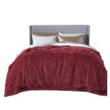 Fluffy Burgundy Red King Size Blanket for Bed, Thick Soft Sherpa Faux Fur Fleece Bedding Fuzzy Plush Winter Warm Heavy Big Large King Blanket, Cozy Red Gifts for Men Women, 108x90 - Retail: $51 Fluffy Burgundy Red King Size Blanket for Bed, Thick Soft Sherpa Faux Fur Fleece Bedding Fuzzy Plush Winter Warm Heavy Big Large King Blanket, Cozy Red Gifts for Men Women, 108x90 - Retail: $51