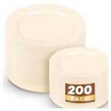 WDF 200PCS Ivory Plastic Plates - Elegant Ivory Disposable Plates for Party- Include 100 Dinner Plate 10" and 100 Plastic Dessert Plate 7" Perfect for Wedding/Party/BirthdayBaby Shower WDF 200PCS Ivory Plastic Plates - Elegant Ivory Disposable Plates for Party- Include 100 Dinner Plate 10" and 100 Plastic Dessert Plate 7" Perfect for Wedding/Party/BirthdayBaby Shower