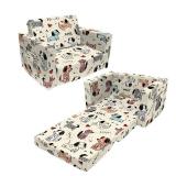 Fond + Found Kids Couch Sofa Bed, 2-in-1 Convertible Sofa to Lounger, Comfy Flip-Out Couch Chair Bed for Toddler Boys Girls (Beige-Dog) Fond + Found Kids Couch Sofa Bed, 2-in-1 Convertible Sofa to Lounger, Comfy Flip-Out Couch Chair Bed for Toddler Boys Girls (Beige-Dog)