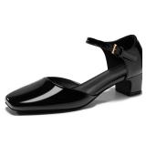 Coutgo Womens Chunky Low Heels Dress Shoes Ankle Buckle Strap Square Toe D Coutgo Womens Chunky Low Heels Dress Shoes Ankle Buckle Strap Square Toe D