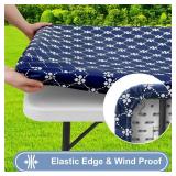 Misaya Rectangle Vinyl Table Cloth, Elastic Fitted Tablecloth with Flannel Backing, Waterproof Plastic Table Cover Fits 6 Foot Folding Tables for Camping, Indoor and Outdoor (Navy, 30" x 72") Misaya Rectangle Vinyl Table Cloth, Elastic Fitted Tablecloth with Flannel Backing, Waterproof Plastic Table Cover Fits 6 Foot Folding Tables for Camping, Indoor and Outdoor (Navy, 30" x 72")
