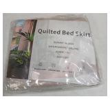 Houieso Quilted Bed Skirt 54x75x14in King Size Beige Houieso Quilted Bed Skirt 54x75x14in King Size Beige