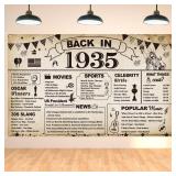 DARUNAXY 90th Birthday Party Decorations, Vintage Back in 1935 Banner 90 Year Old Birthday Party Poster Supplies Vintage 1935 Backdrop Photography Background for Men & Women 90th Class Reunion Decor DARUNAXY 90th Birthday Party Decorations, Vintage Back in 1935 Banner 90 Year Old Birthday Party Poster Supplies Vintage 1935 Backdrop Photography Background for Men & Women 90th Class Reunion Decor