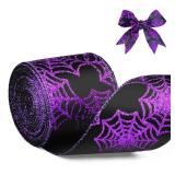2.5" X 10 Yards Halloween Spider Web Wired Ribbon for Gift Wrapping, Glitter Cobweb Ribbon for Halloween Party Decoration, Garland, Home Wreath, Tree, Bow Decor, DIY Crafts Ornaments 2.5" X 10 Yards Halloween Spider Web Wired Ribbon for Gift Wrapping, Glitter Cobweb Ribbon for Halloween Party Decoration, Garland, Home Wreath, Tree, Bow Decor, DIY Crafts Ornaments