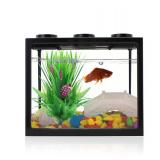 WishLotus Small Fish Tank, Stackable Square Building Block Betta Aquarium with Exhaust Holes Detachable Mini Fish Tank for Single Betta Jellyfish or Small Fish (Black, A) WishLotus Small Fish Tank, Stackable Square Building Block Betta Aquarium with Exhaust Holes Detachable Mini Fish Tank for Single Betta Jellyfish or Small Fish (Black, A)