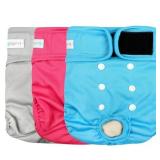 Langsprit Washable Female Dog Diapers (3 Pack) - No Leak Reusable Diapers for Doggy Female in Period - Highly Absorbent Dog Heat Panties with Adjustable Snaps (Gray, Pink, Blue, Large) Langsprit Washable Female Dog Diapers (3 Pack) - No Leak Reusable Diapers for Doggy Female in Period - Highly Absorbent Dog Heat Panties with Adjustable Snaps (Gray, Pink, Blue, Large)