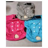 Langsprit Washable Female Dog Diapers (3 Pack) - No Leak Reusable Diapers for Doggy Female in Period - Highly Absorbent Dog Heat Panties with Adjustable Snaps (Gray, Pink, Blue, Large) Langsprit Washable Female Dog Diapers (3 Pack) - No Leak Reusable Diapers for Doggy Female in Period - Highly Absorbent Dog Heat Panties with Adjustable Snaps (Gray, Pink, Blue, Large)