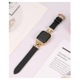 Wearlizer Leather Band Compatible with Apple Watch Bands Women 41mm 40mm 38mm 49mm 46mm 45mm 44mm 42mm, Fancy Dressy Strap for iWatch Series 11 10 9 8 7 6 5 4 3 SE/Ultra 3 2 1,Black/Gold Wearlizer Leather Band Compatible with Apple Watch Bands Women 41mm 40mm 38mm 49mm 46mm 45mm 44mm 42mm, Fancy Dressy Strap for iWatch Series 11 10 9 8 7 6 5 4 3 SE/Ultra 3 2 1,Black/Gold