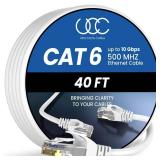 Cat 6 Ethernet Cable 40 ft, 10Gbps High Speed Ethernet Cable, Internet Cable Outdoor&Indoor, Rj45 Cat6 Cable Long Ethernet Cable for Computer, Router, Modem, PS4/5, Xbox, Gaming- White Cat 6 Ethernet Cable 40 ft, 10Gbps High Speed Ethernet Cable, Internet Cable Outdoor&Indoor, Rj45 Cat6 Cable Long Ethernet Cable for Computer, Router, Modem, PS4/5, Xbox, Gaming- White