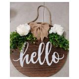MayAvenue Welcome Sign - Rustic Round Wood Door Hanging with Bow & Greenery, Farmhouse Porch Decor for Thanksgiving Christmas, Front Door Decorations (Brown) MayAvenue Welcome Sign - Rustic Round Wood Door Hanging with Bow & Greenery, Farmhouse Porch Decor for Thanksgiving Christmas, Front Door Decorations (Brown)