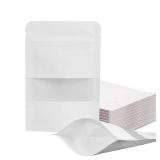 FireKylin 100 Pcs Resealable bags,3.5" x 5.5" Stand Up White Paper Bags with Matte Window, Zipper Food Storage Bags for Packaging Products, Reusable, Sealable FireKylin 100 Pcs Resealable bags,3.5" x 5.5" Stand Up White Paper Bags with Matte Window, Zipper Food Storage Bags for Packaging Products, Reusable, Sealable