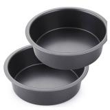 HONGBAKE Round Cake Pan Set for Baking, 8 Inch, Nonstick Deeper Circle Cake Pans with Wider Grips, 2 Pieces Layer Cake Tin, Cheesecake Mold, Huty Duty, Dishwasher Safe - Grey HONGBAKE Round Cake Pan Set for Baking, 8 Inch, Nonstick Deeper Circle Cake Pans with Wider Grips, 2 Pieces Layer Cake Tin, Cheesecake Mold, Huty Duty, Dishwasher Safe - Grey