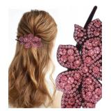 5 Pcs double flower decorative jeweled rhinestone hair clip pretty fancy floral thick crystal hair clips for women beautiful fashion designer asian accessories long chinese korean vintage ornaments 5 Pcs double flower decorative jeweled rhinestone hair clip pretty fancy floral thick crystal hair clips for women beautiful fashion designer asian accessories long chinese korean vintage ornaments