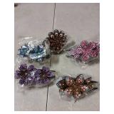 5 Pcs double flower decorative jeweled rhinestone hair clip pretty fancy floral thick crystal hair clips for women beautiful fashion designer asian accessories long chinese korean vintage ornaments 5 Pcs double flower decorative jeweled rhinestone hair clip pretty fancy floral thick crystal hair clips for women beautiful fashion designer asian accessories long chinese korean vintage ornaments