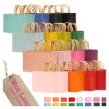 qiqee 100Pcs Wide Large Paper Gift Bags with Handles - 13"x4.5"x10" Kraft Small Party Bags - 16 Solid Colors qiqee 100Pcs Wide Large Paper Gift Bags with Handles - 13"x4.5"x10" Kraft Small Party Bags - 16 Solid Colors