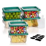 2QT NSF Food Storage Containers: 6 PCS [Food Grade][Hot&Cold Resistant] Commercial Clear Square Food Storage Containers with Scales Handles for Home Restaurant Kitchen Proof Dough(BPA FREE-GREEN)