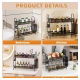 VITVITI 2-Tier Bathroom Organizer Countertop, Metal Wire Mesh Bathroom Counter Organizer Storage with Basket Hooks, Vanity Tray Shelf, Kitchen Spice Rack, Black VITVITI 2-Tier Bathroom Organizer Countertop, Metal Wire Mesh Bathroom Counter Organizer Storage with Basket Hooks, Vanity Tray Shelf, Kitchen Spice Rack, Black