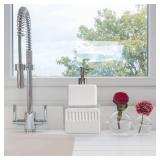 Karisky Soap Dispenser with Sponge Holder, Ceramic Dish Soap Dispenser for Kitchen Sink, 2 in 1 Refillable Liquid Hand Dispenser with Funnel, Matte White Karisky Soap Dispenser with Sponge Holder, Ceramic Dish Soap Dispenser for Kitchen Sink, 2 in 1 Refillable Liquid Hand Dispenser with Funnel, Matte White