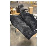 FinReÌc 48x120 Black Rugs for Living Room Bedroom, Fluffy Shaggy Area Rug, Non-Slip Soft Shag Rug for Nursery Kids Room Dorm Room Home Decor, Indoor Plush Floor Carpet - Retail: $0