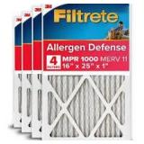 Filtrete 16x25x1 air filter pack of 4 - Retail: $0