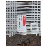 (7) Rubbermaid White Wire Shelving, Wood blinds, (2) Adjust-A-Gate