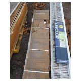 (7) Rubbermaid White Wire Shelving, Wood blinds, (2) Adjust-A-Gate