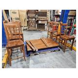 Wooden Ladder Back Chairs - Lot of 6 W/ Matching Table