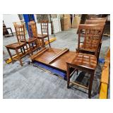 Wooden Ladder Back Chairs - Lot of 6 W/ Matching Table