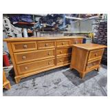 King Size Pine Headboard and Dresser Set