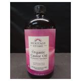 Heritage Store Organic Castor Oil  Cold Pressed | Rich Hydration for Hair & Skin  Bold Lashes & Brows  Hexane Free  32oz