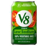6pk V8 Low Sodium Original 100% Vegetable Juice, 11.5 fl oz Can (10/26)