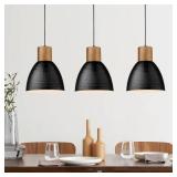 ELYONA 3 Pack Hammered Pendant Lights for Kitchen Island 7 Metal Solid Wood Hanging Light Fixtures Adjustable Height Farmhouse Pendant Lighting for Dining Room Bedroom Bar Office, Modern Black Small ELYONA 3 Pack Hammered Pendant Lights for Kitchen Island 7 Metal Solid Wood Hanging Light Fixtures Adjustable Height Farmhouse Pendant Lighting for Dining Room Bedroom Bar Office, Modern Black Small