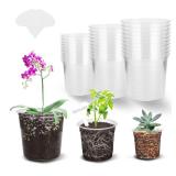 Aprilzoth 30 Pack 3.5/4/4.5 Inch Clear Nursery Pots, Transparent Nursery Pots with Drainage Holes Durable Flexible Food-Grade Plastic Plants Pots Variety Pack Seedling Pots with 20pcs Labels - Retail: Aprilzoth 30 Pack 3.5/4/4.5 Inch Clear Nursery Pots, Transparent Nursery Pots with Drainage Holes Durable Flexible Food-Grade Plastic Plants Pots Variety Pack Seedling Pots with 20pcs Labels - Retail: