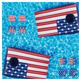 Hiboom Pool Cornhole Inflatable Bean Bag Toss Game Toy 2 Sets, Independence Day Swimming Pool Game for Teens, Adults and Family, American Flag Theme Water Floating Cornhole Toy with 8 Bean Bags - Reta Hiboom Pool Cornhole Inflatable Bean Bag Toss Game Toy 2 Sets, Independence Day Swimming Pool Game for Teens, Adults and Family, American Flag Theme Water Floating Cornhole Toy with 8 Bean Bags - Reta