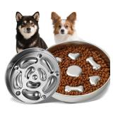 2Pcs Slow Feeder Dog Bowls - 304 Stainless Steel Dog Bowl Set with Non-Slip Base (2~5 Cups Capacity) - Heavy Duty Metal Food and Water Bowls Slows Down Pets Eating for Medium and Large Sized Dogs - Re 2Pcs Slow Feeder Dog Bowls - 304 Stainless Steel Dog Bowl Set with Non-Slip Base (2~5 Cups Capacity) - Heavy Duty Metal Food and Water Bowls Slows Down Pets Eating for Medium and Large Sized Dogs - Re