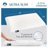 Bluewave Bedding Ultra Slim Gel Memory Foam Pillow for Stomach and Back Sleepers - Thin, Flat Design for Cervical Neck Alignment and Deeper Sleep (2.75-Inches Height, Standard Size) - Retail: $40 Bluewave Bedding Ultra Slim Gel Memory Foam Pillow for Stomach and Back Sleepers - Thin, Flat Design for Cervical Neck Alignment and Deeper Sleep (2.75-Inches Height, Standard Size) - Retail: $40