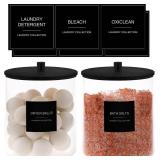 TIPGO Glass Jars for Laundry Room Organization, Laundry Pods Container, Detergent Holder with Bamboo Lid, Cute Storage Jars, Black (Set of 2) - Retail: $30 TIPGO Glass Jars for Laundry Room Organization, Laundry Pods Container, Detergent Holder with Bamboo Lid, Cute Storage Jars, Black (Set of 2) - Retail: $30