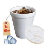 8OZ Foam Cups for Hot and Cold Drinks With Lids, USA-Made 100-Pack - Ideal Styrofoam Coffee Cups, Insulating To-Go Cups for Soda, Tea, Juice - Sturdy, Disposable and comparable to Industry standard 8J 8OZ Foam Cups for Hot and Cold Drinks With Lids, USA-Made 100-Pack - Ideal Styrofoam Coffee Cups, Insulating To-Go Cups for Soda, Tea, Juice - Sturdy, Disposable and comparable to Industry standard 8J