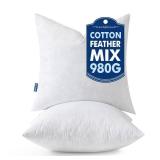 MIULEE Pillow Inserts 22x22 Inch Set of 2, Feather Mix Polycotton with Cotton Fabric Square Decorative Throw Pillows for Couch Bed Sofa - Retail: $31 MIULEE Pillow Inserts 22x22 Inch Set of 2, Feather Mix Polycotton with Cotton Fabric Square Decorative Throw Pillows for Couch Bed Sofa - Retail: $31
