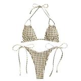 ZAFUL Triangle Bikini for Women 2 Piece Halter Bikini Sets Sexy High Cut Bathing Suit Side Tie Swimsuits Yellow Geometric S - Retail: $32 ZAFUL Triangle Bikini for Women 2 Piece Halter Bikini Sets Sexy High Cut Bathing Suit Side Tie Swimsuits Yellow Geometric S - Retail: $32