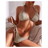 ZAFUL Triangle Bikini for Women 2 Piece Halter Bikini Sets Sexy High Cut Bathing Suit Side Tie Swimsuits Yellow Geometric S - Retail: $32 ZAFUL Triangle Bikini for Women 2 Piece Halter Bikini Sets Sexy High Cut Bathing Suit Side Tie Swimsuits Yellow Geometric S - Retail: $32