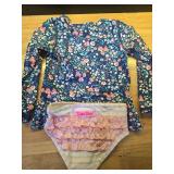 RuffleButts Baby/Toddler Girls Scalloped Long Sleeve Rash Guard 2-Piece UPF50+ Sun Protected Swimsuit 4T - RuffleButts Baby/Toddler Girls Scalloped Long Sleeve Rash Guard 2-Piece UPF50+ Sun Protected Swimsuit 4T -