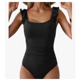 Eomenie One Piece Swimsuit for Women Puffy Sleeves Tummy Control Bathing Suit Tie Back Swimwear XL - Retail: $45 Eomenie One Piece Swimsuit for Women Puffy Sleeves Tummy Control Bathing Suit Tie Back Swimwear XL - Retail: $45