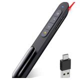 DinoFire USB Type C Wireless Presenter Remote Presentation Clicker,Volume Control PowerPoint Clicker with Red Pointer Long Range PPT Slide Advancer for Mac Laptop PC Computer MISSING USB - Retail: $18 DinoFire USB Type C Wireless Presenter Remote Presentation Clicker,Volume Control PowerPoint Clicker with Red Pointer Long Range PPT Slide Advancer for Mac Laptop PC Computer MISSING USB - Retail: $18