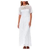 Fisoew Womens Swimsuit Cover Up Eyelet Dress Summer 2 Piece Hollow Out Maxi Dresses Vacation Beach Outfits White Large - Retail: $42 Fisoew Womens Swimsuit Cover Up Eyelet Dress Summer 2 Piece Hollow Out Maxi Dresses Vacation Beach Outfits White Large - Retail: $42