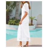 Fisoew Womens Swimsuit Cover Up Eyelet Dress Summer 2 Piece Hollow Out Maxi Dresses Vacation Beach Outfits White Large - Retail: $42 Fisoew Womens Swimsuit Cover Up Eyelet Dress Summer 2 Piece Hollow Out Maxi Dresses Vacation Beach Outfits White Large - Retail: $42